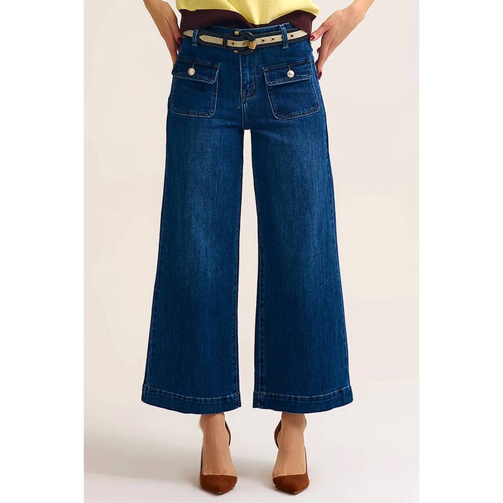 NEW Q2 wide leg jeans in dark wash